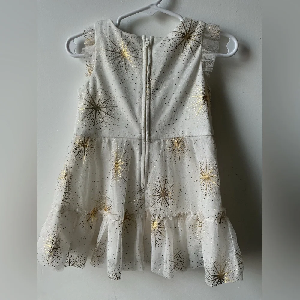The Children's Place Ivory and Gold Dress